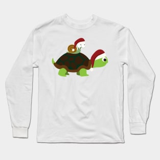 Cute Christmas Turtle and Snail Long Sleeve T-Shirt